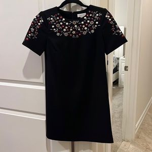 Calvin Klein Black Embroidered Flowers Shift Dress